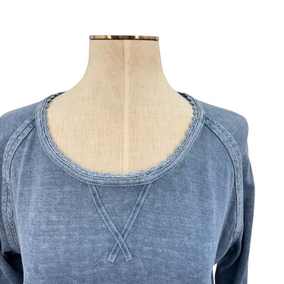 Wrap London Garment Dyed Top Blouse Tee Shirt Hemp Cotton Blue Size US 12 - Picture 3 of 12